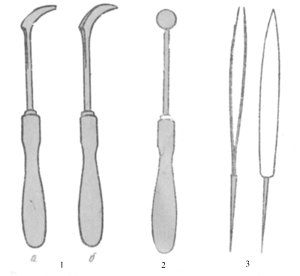 Инструменты для изготовления цветов: 1 - ножички (а - одинарный, б - двойной), 2 - булька, 3 - пинцет
